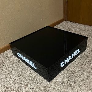 So cute! Acrylic Chanel display box from Nordstrom.